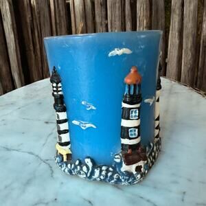 Large Vintage Lighthouse 3 Wick Candle Unused